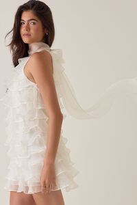 Ashen Ruffle Mini Dress